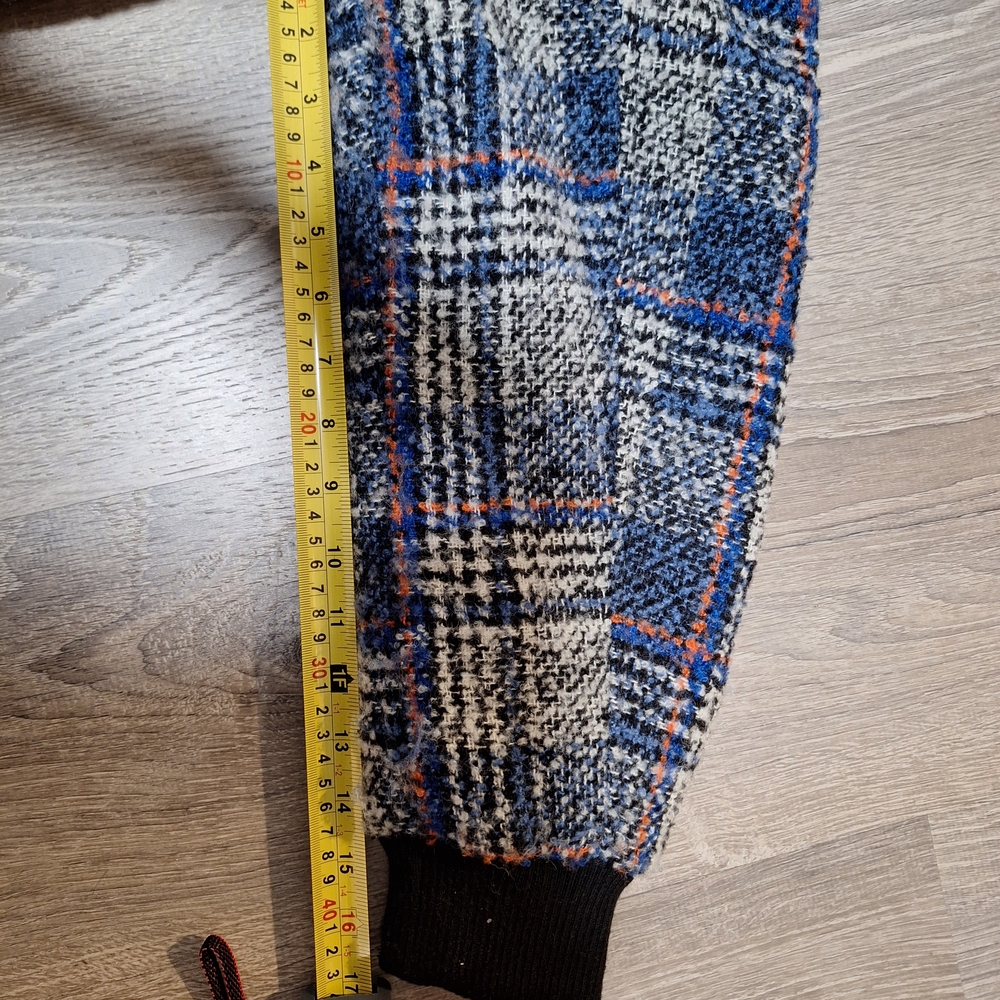 Avec Les Filles Plaid Knit Jacket with Blue and Orange Accents - Picture 15 of 16